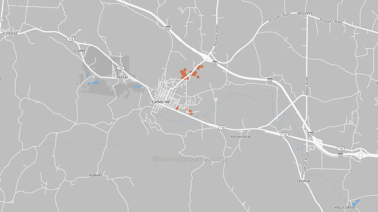 Bike Grade map of 35549, AL