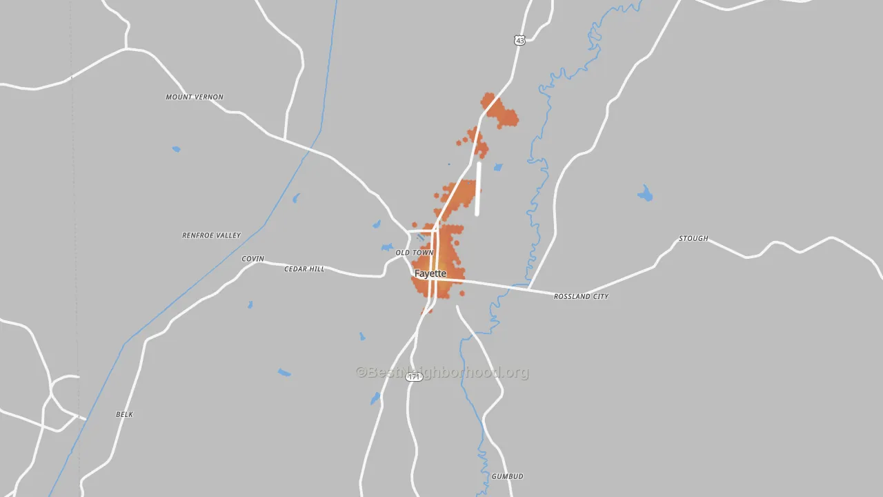 Bike Grade map of 35555, AL