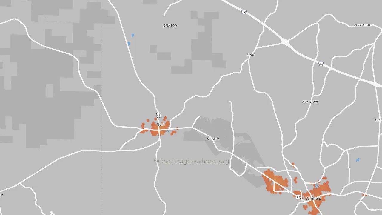 Bike Grade map of 35563, AL