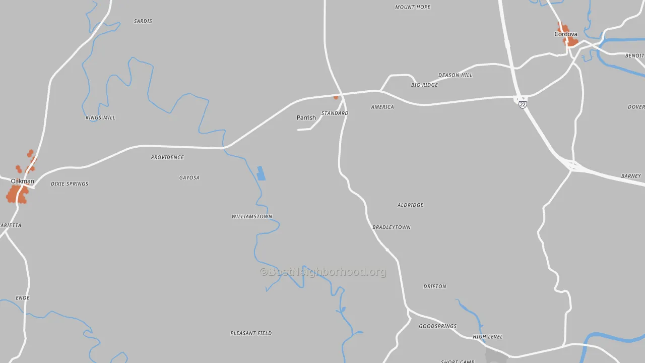 Bike Grade map of 35580, AL