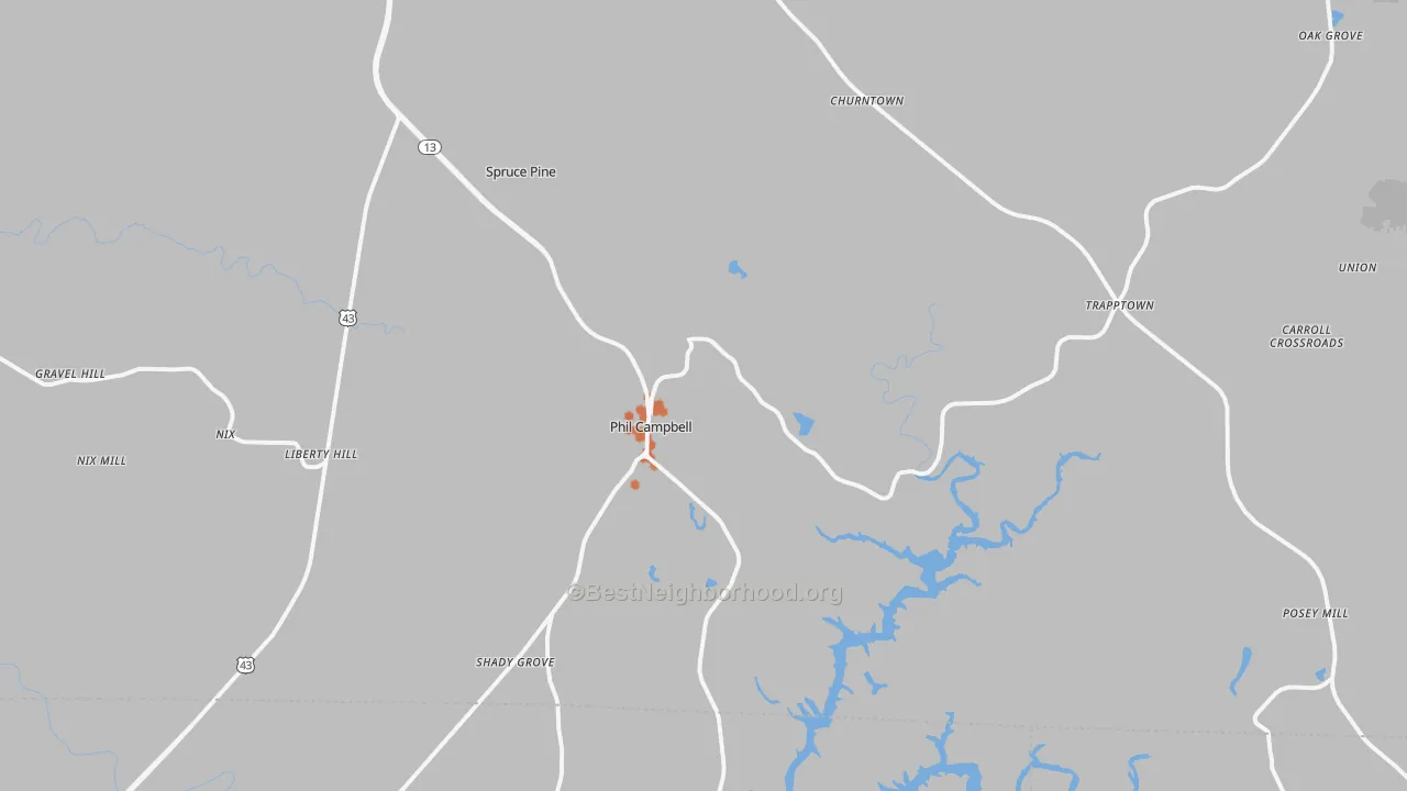 Bike Grade map of 35581, AL