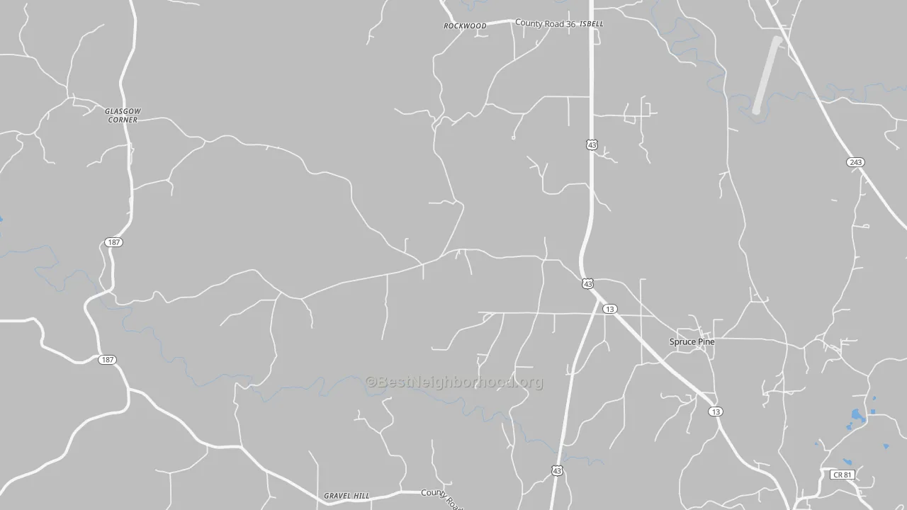 Bike Grade map of 35585, AL