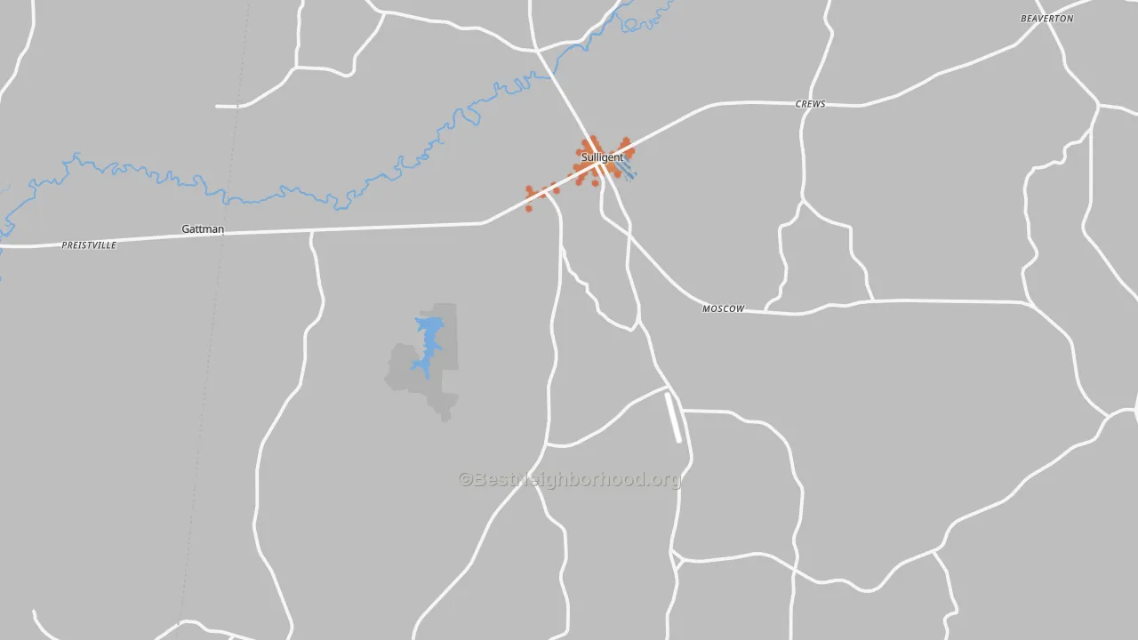 Bike Grade map of 35586, AL