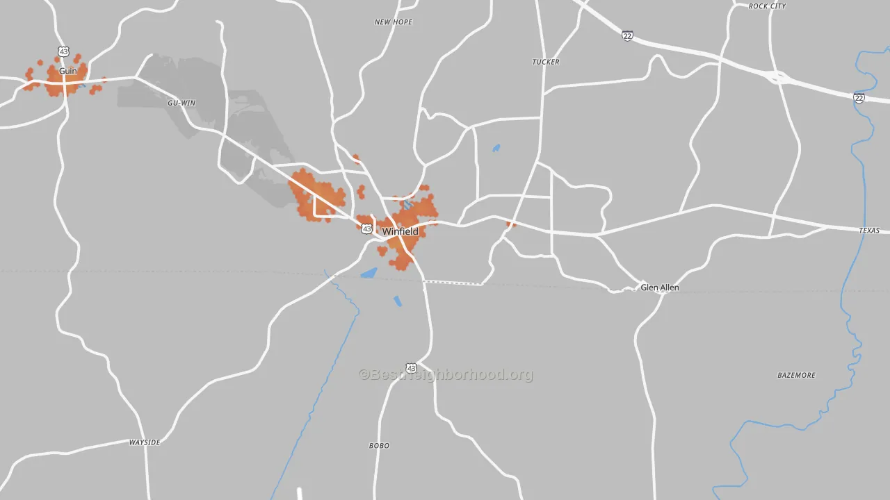 Bike Grade map of 35594, AL