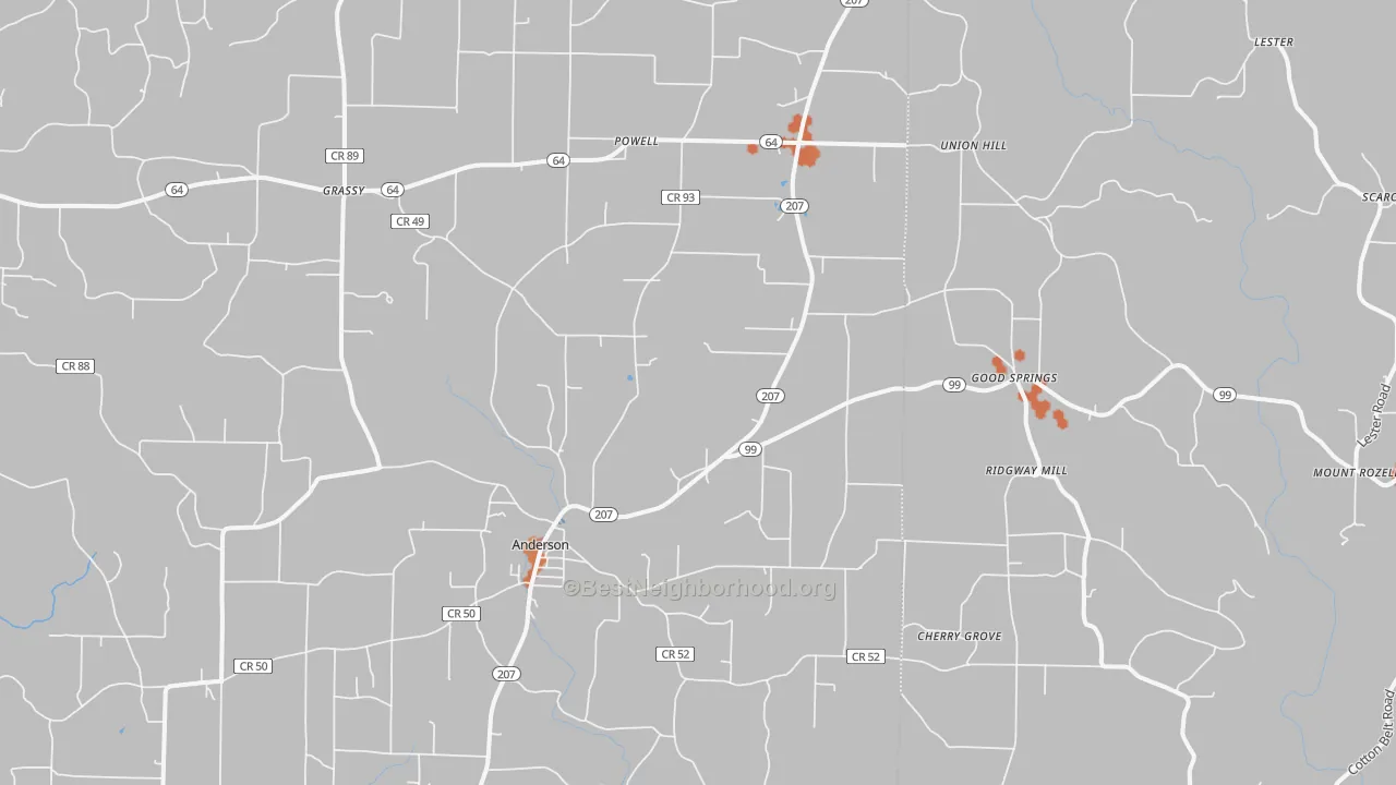 Bike Grade map of 35610, AL