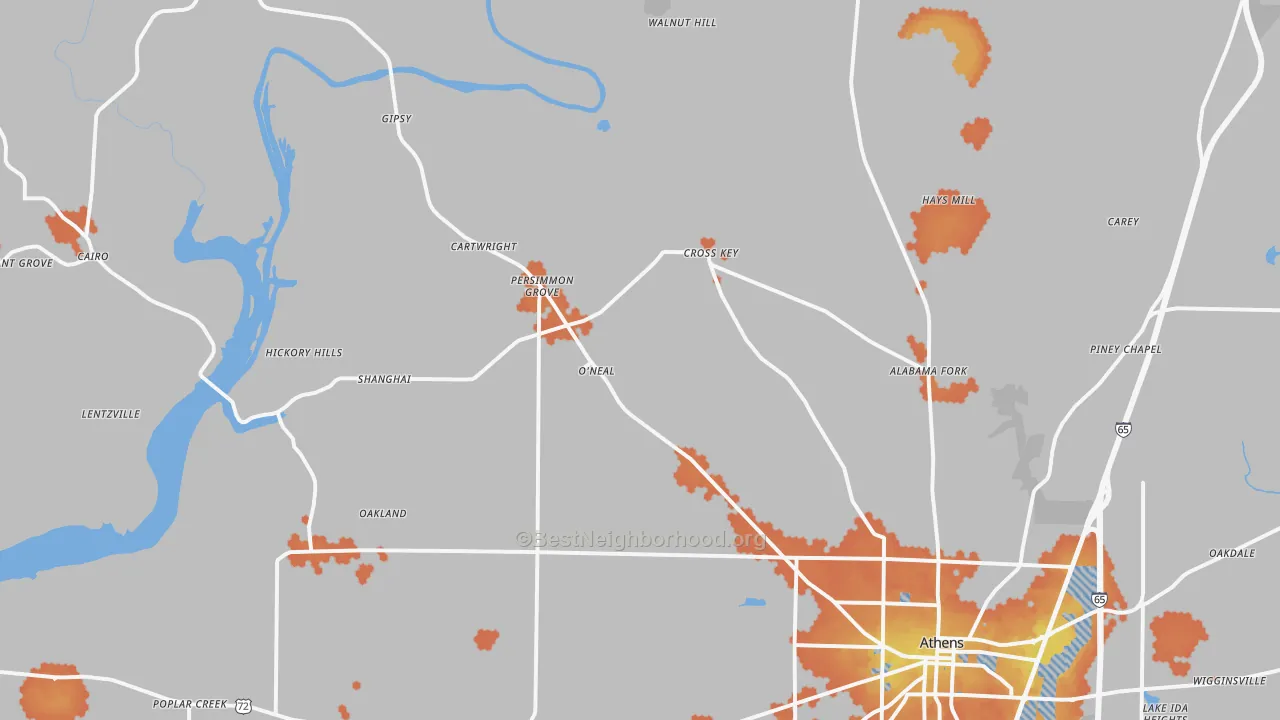Bike Grade map of 35614, AL