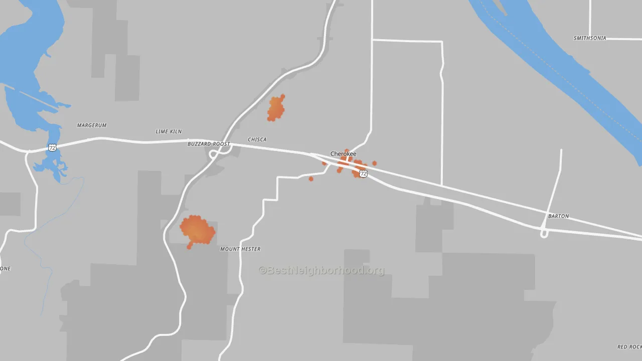 Bike Grade map of 35616, AL