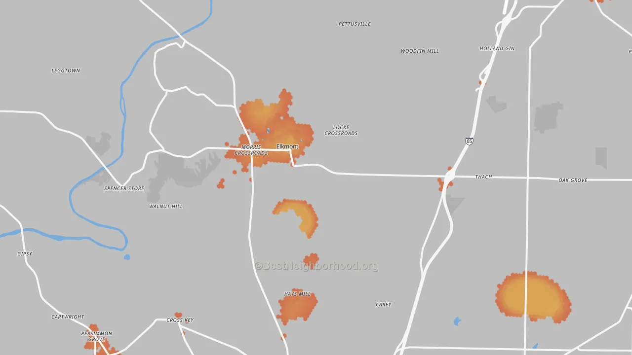 Bike Grade map of 35620, AL