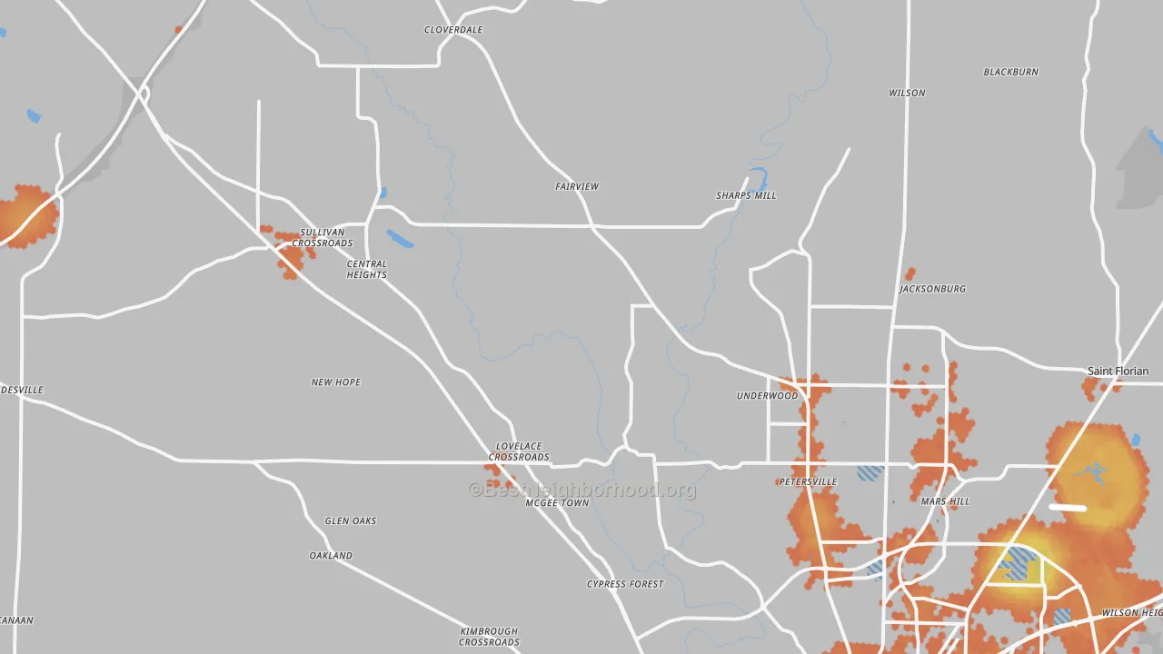 Bike Grade map of 35633, AL