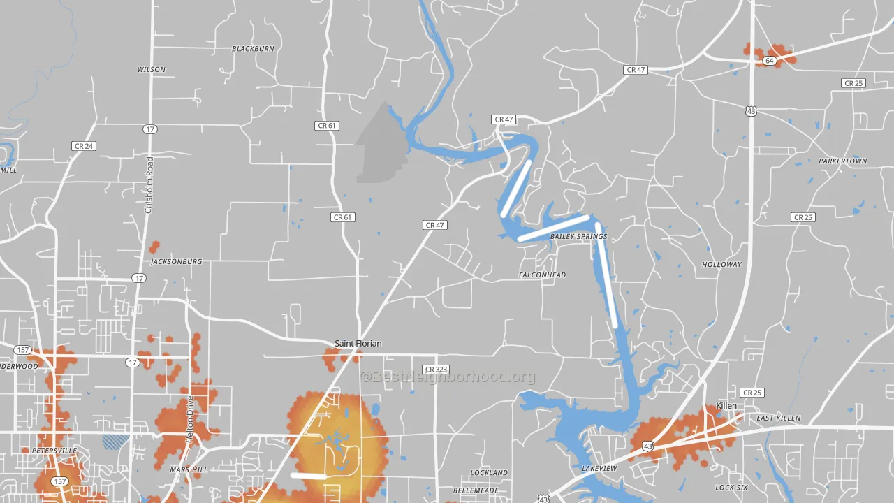 Bike Grade map of 35634, AL