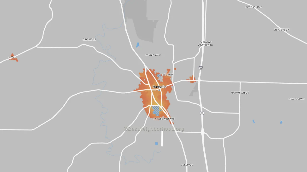 Bike Grade map of 35640, AL