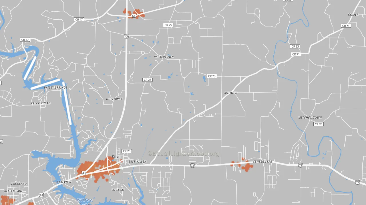 Bike Grade map of 35645, AL