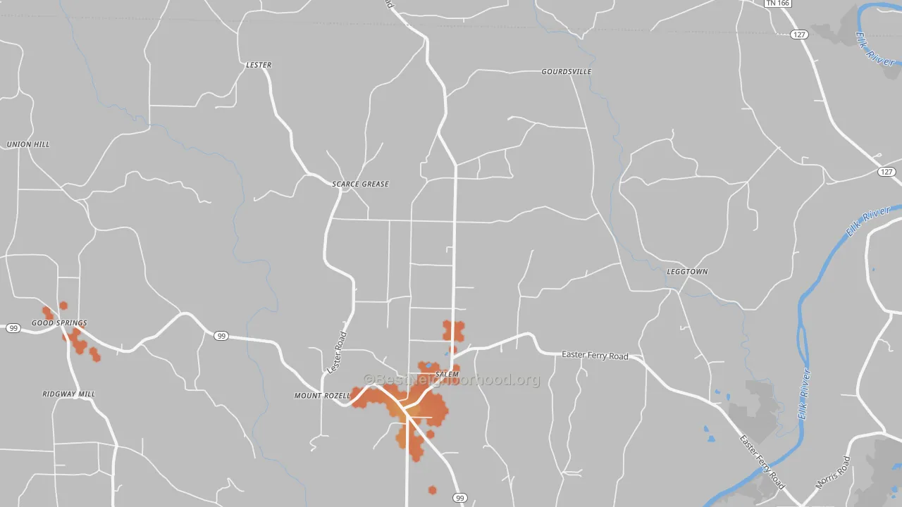 Bike Grade map of 35647, AL