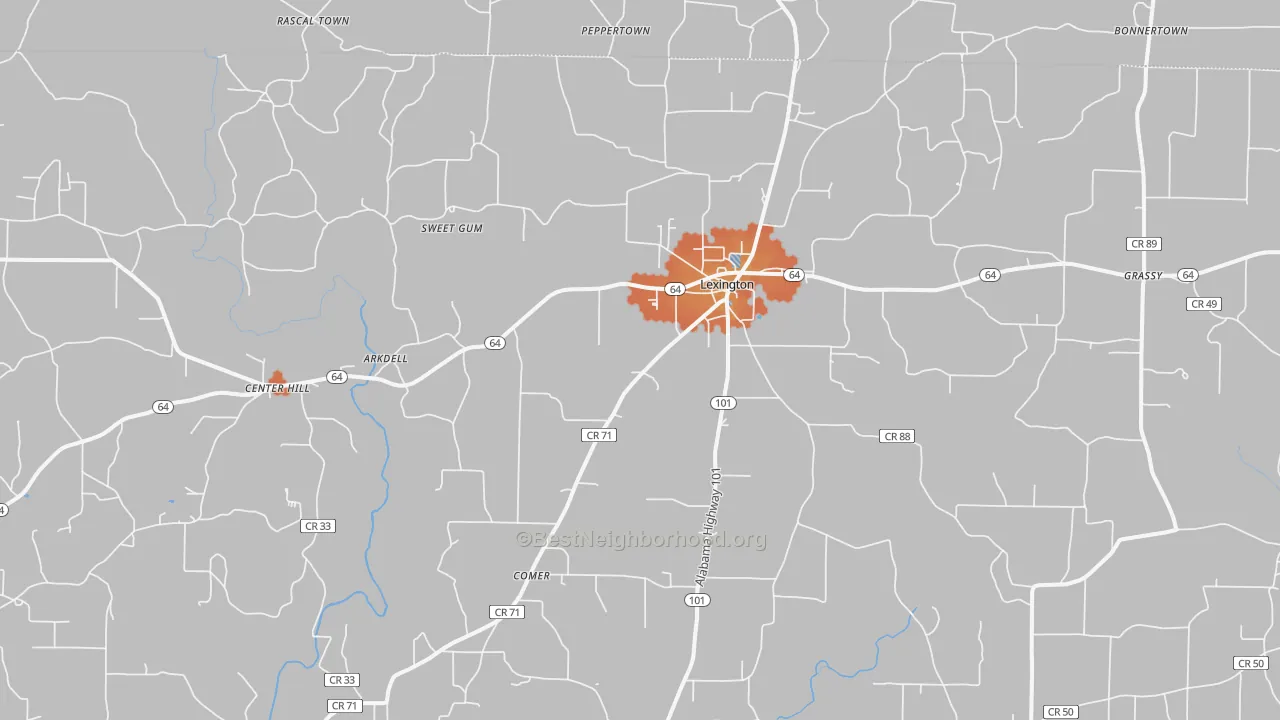 Bike Grade map of 35648, AL