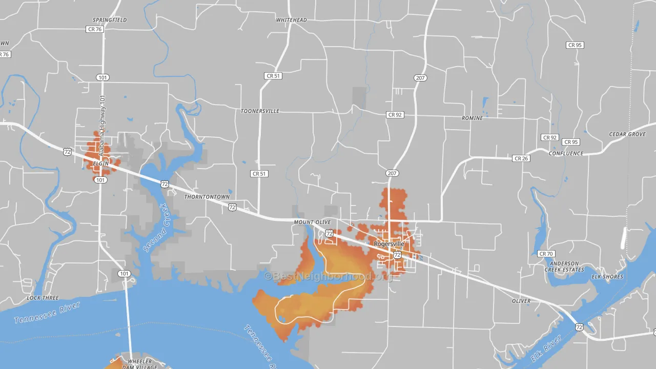 Bike Grade map of 35652, AL