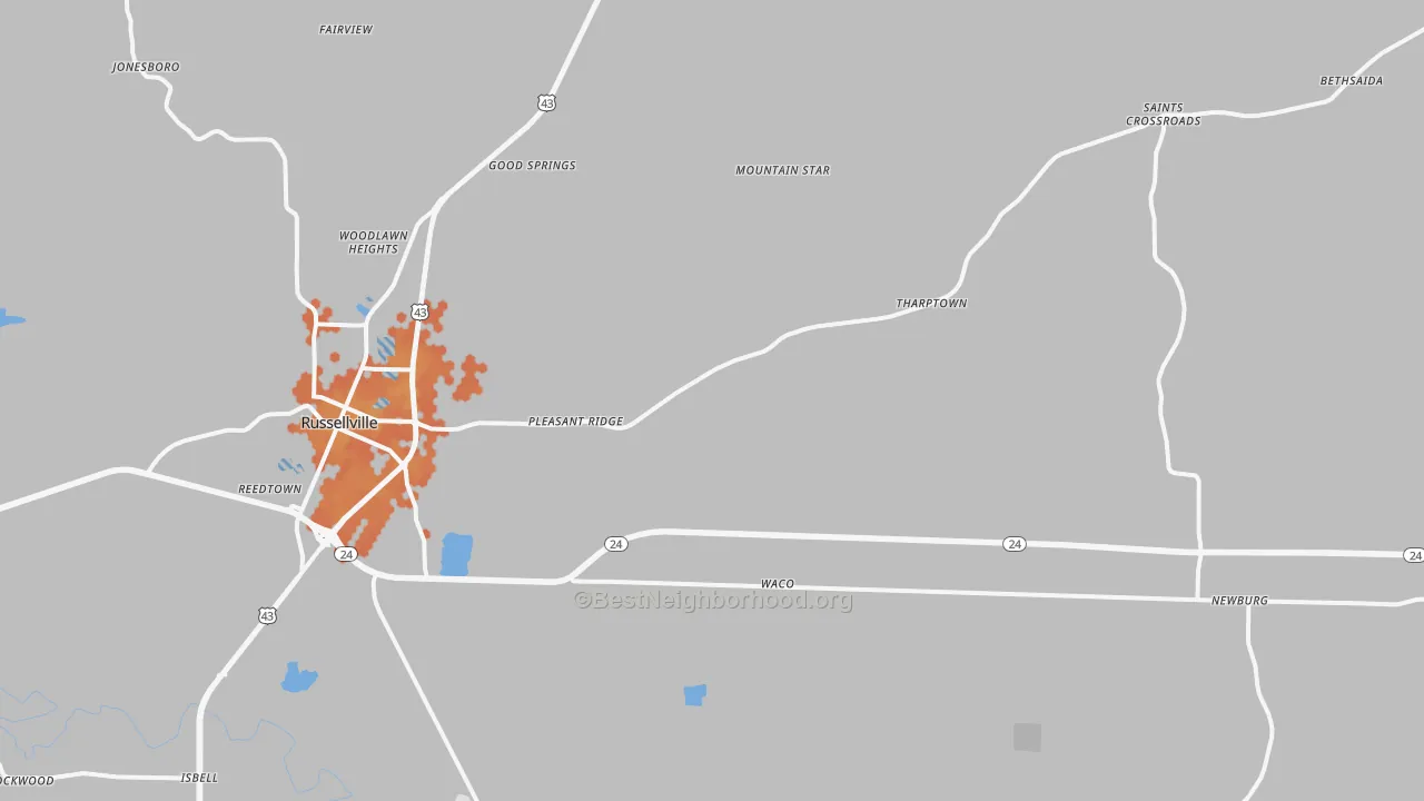 Bike Grade map of 35654, AL