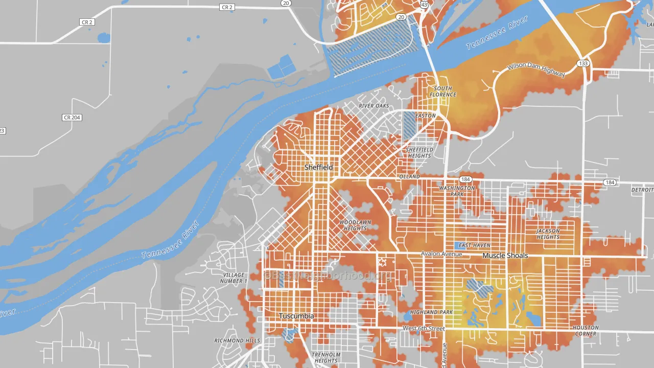 Bike Grade map of 35660, AL