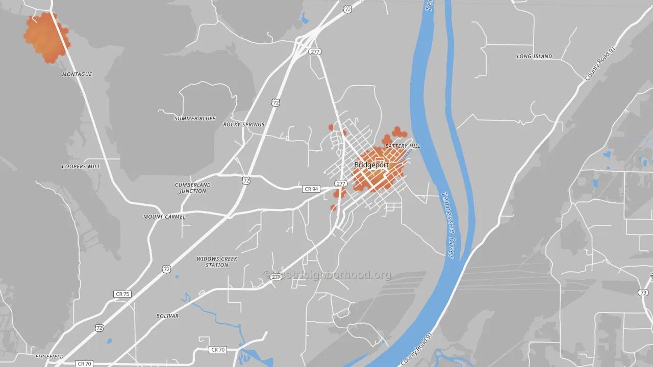 Bike Grade map of 35740, AL