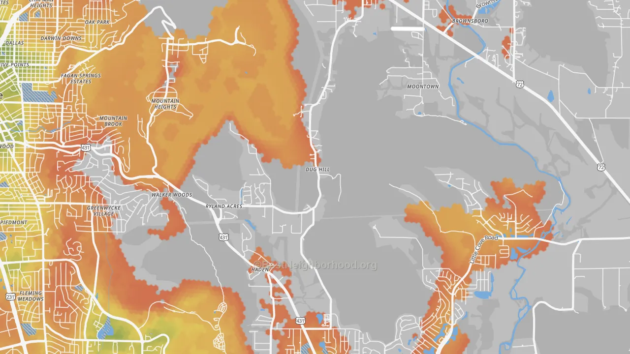 Bike Grade map of 35741, AL