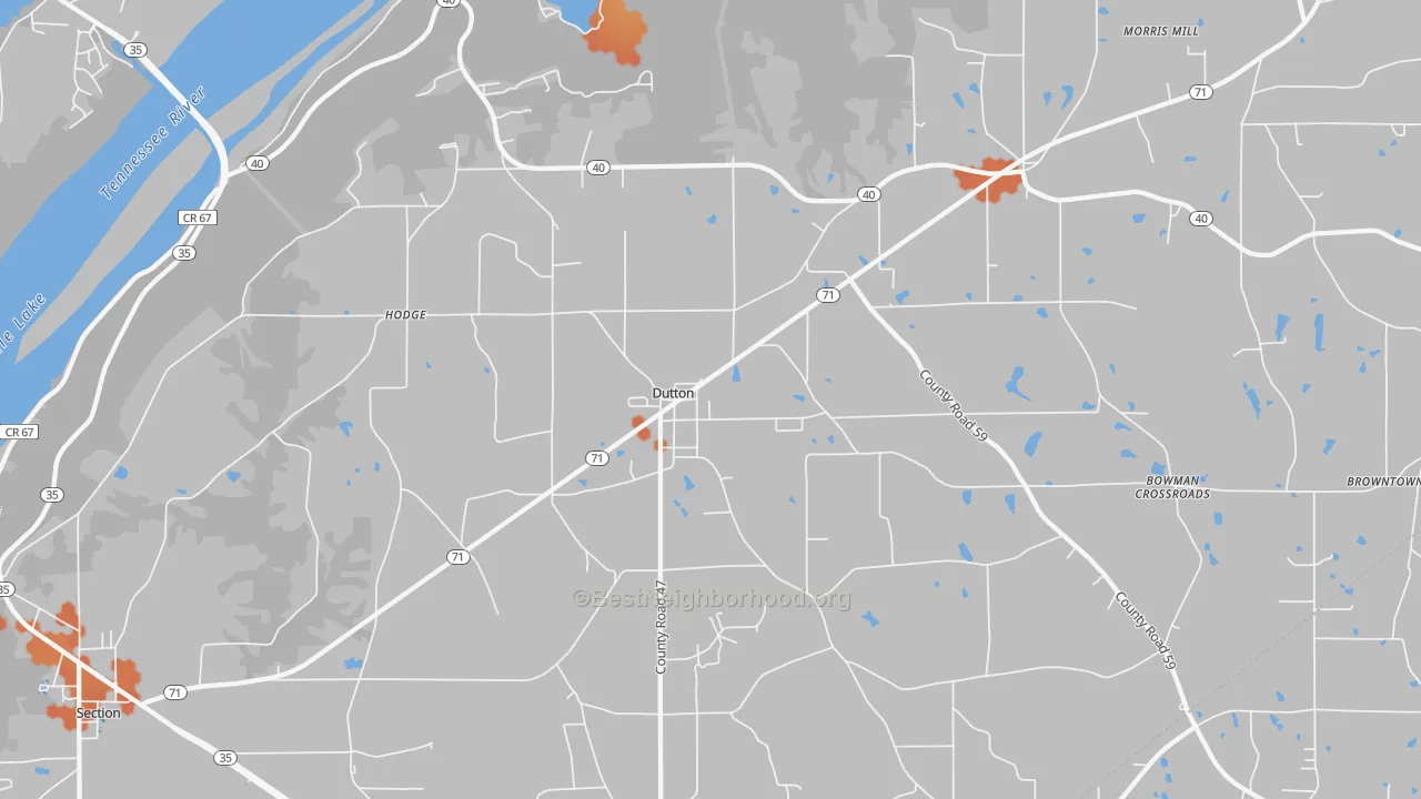 Bike Grade map of 35744, AL