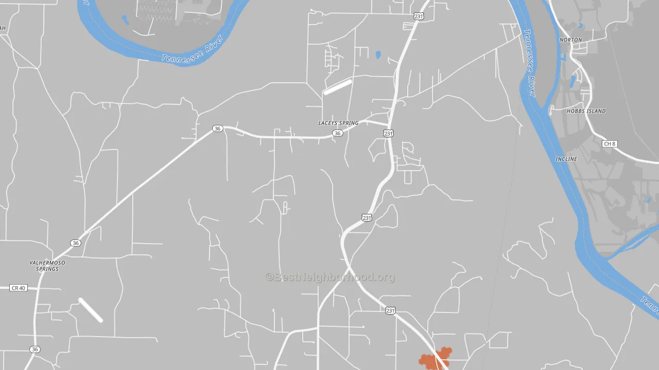 Bike Grade map of 35754, AL