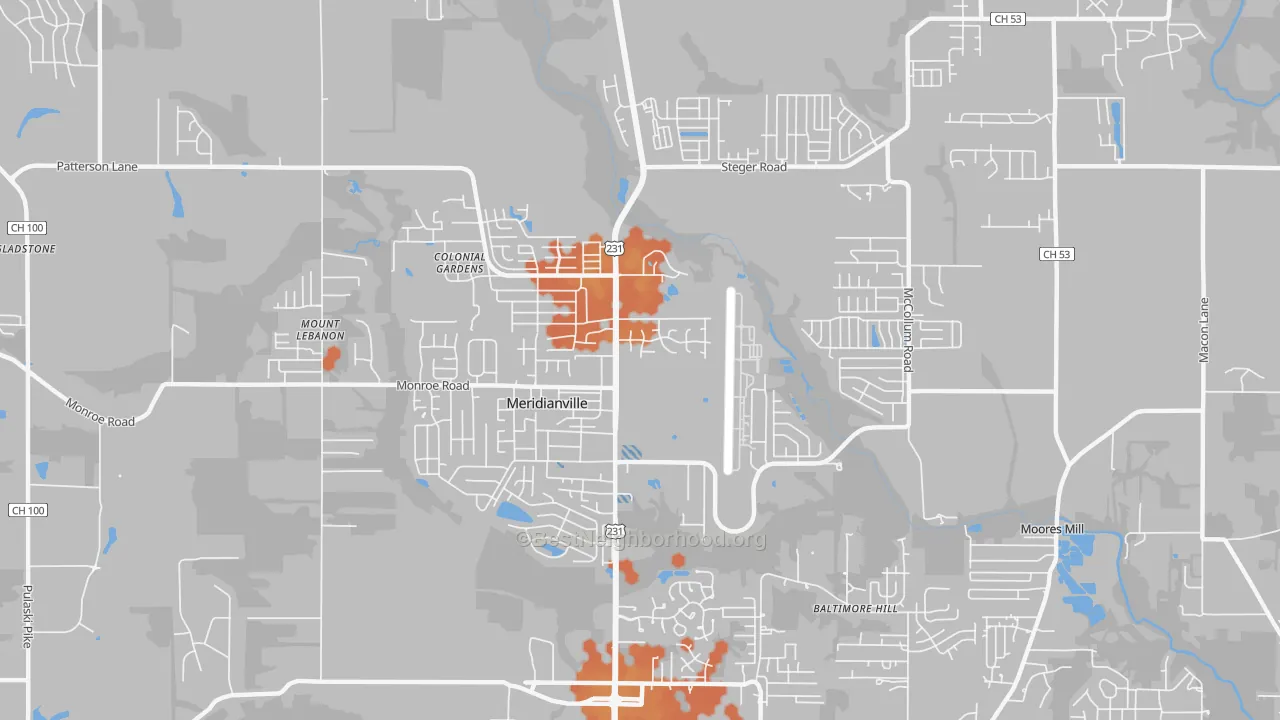Bike Grade map of 35759, AL