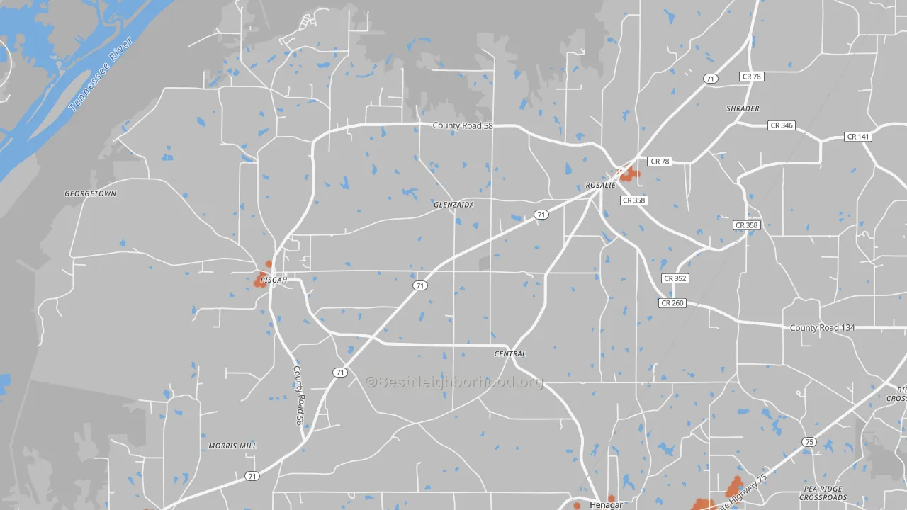 Bike Grade map of 35765, AL