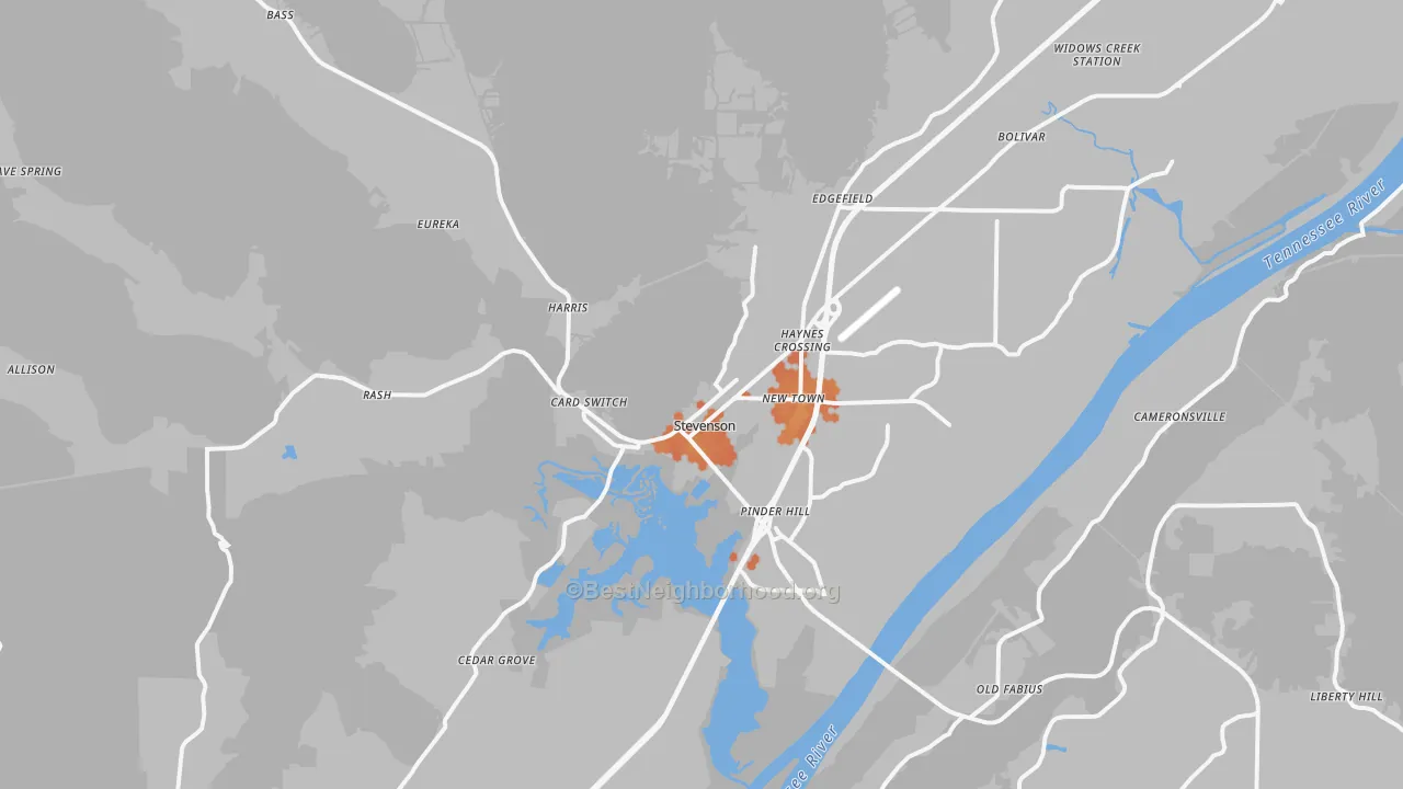 Bike Grade map of 35772, AL