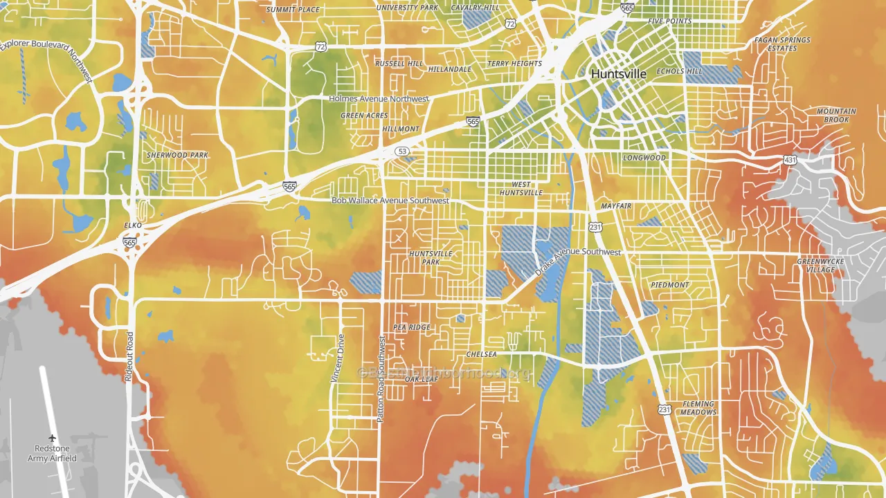 Bike Grade map of 35805, AL