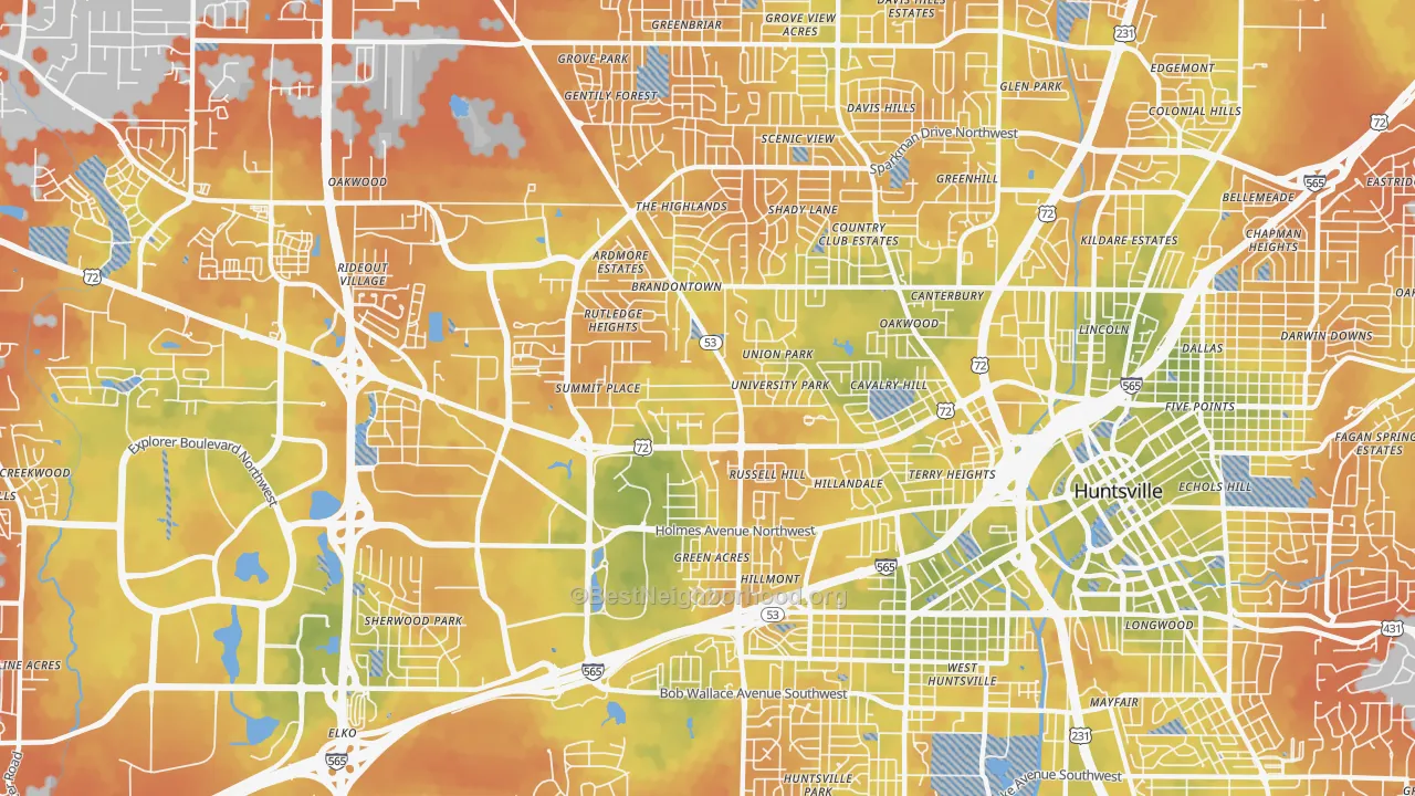 Bike Grade map of 35816, AL