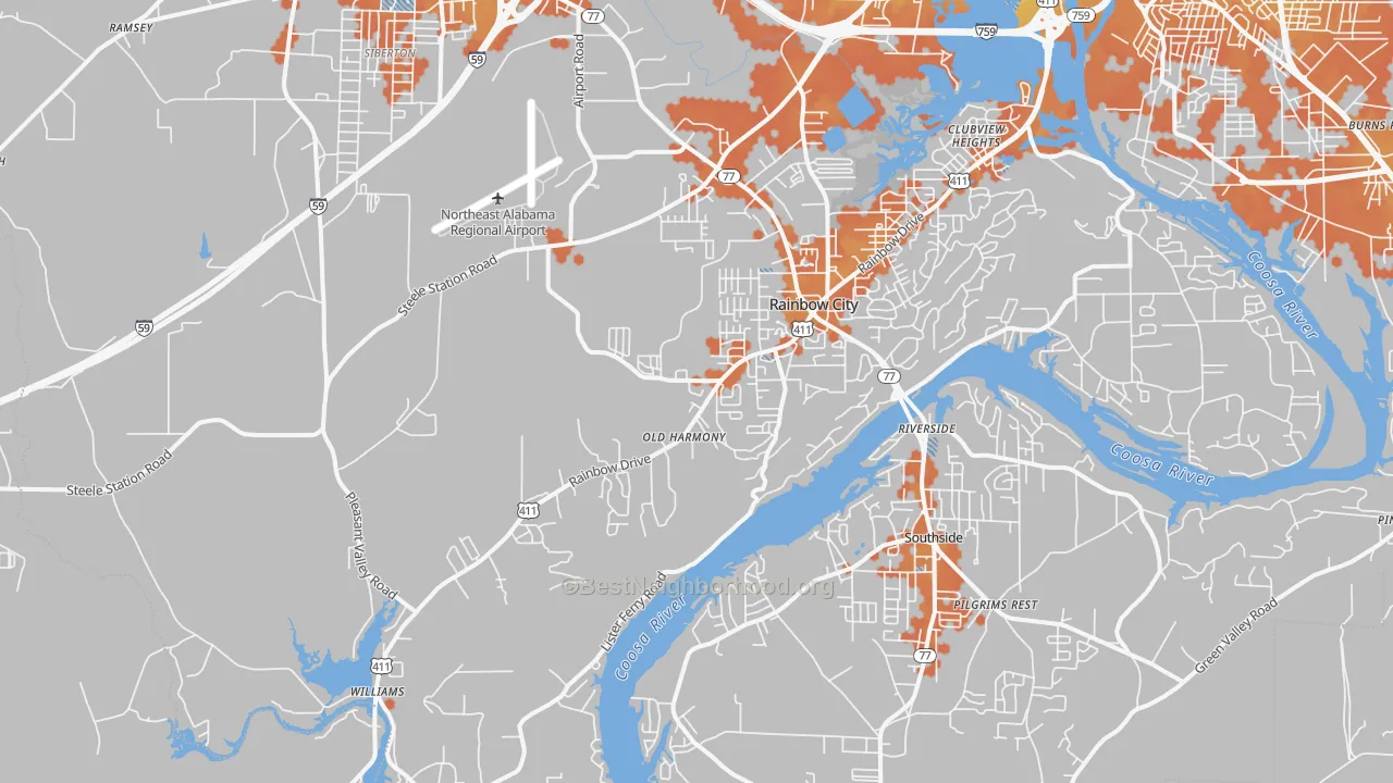 Bike Grade map of 35906, AL