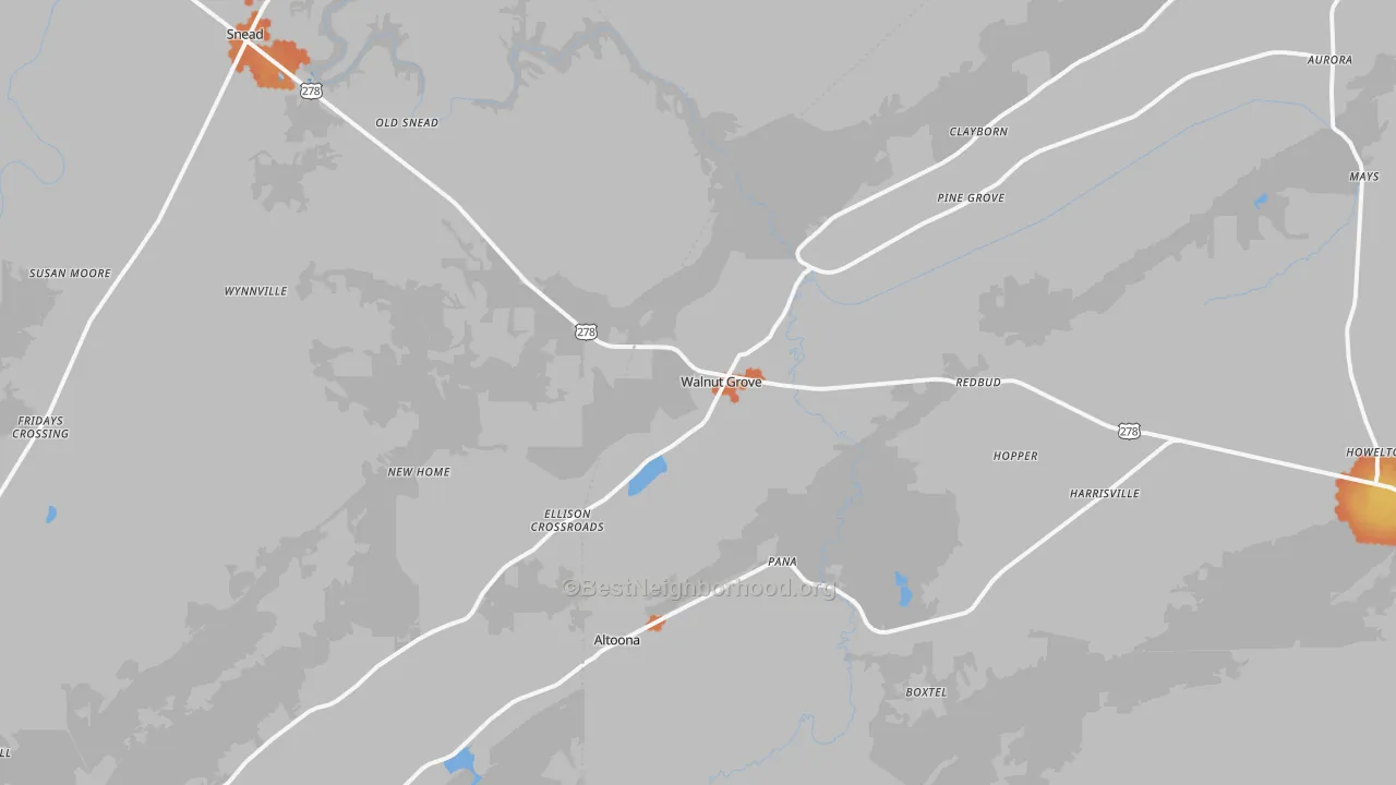 Bike Grade map of 35952, AL