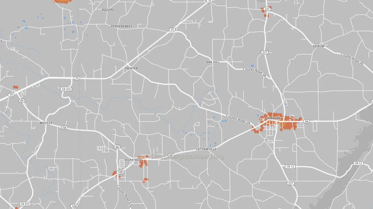 Bike Grade map of 35962, AL