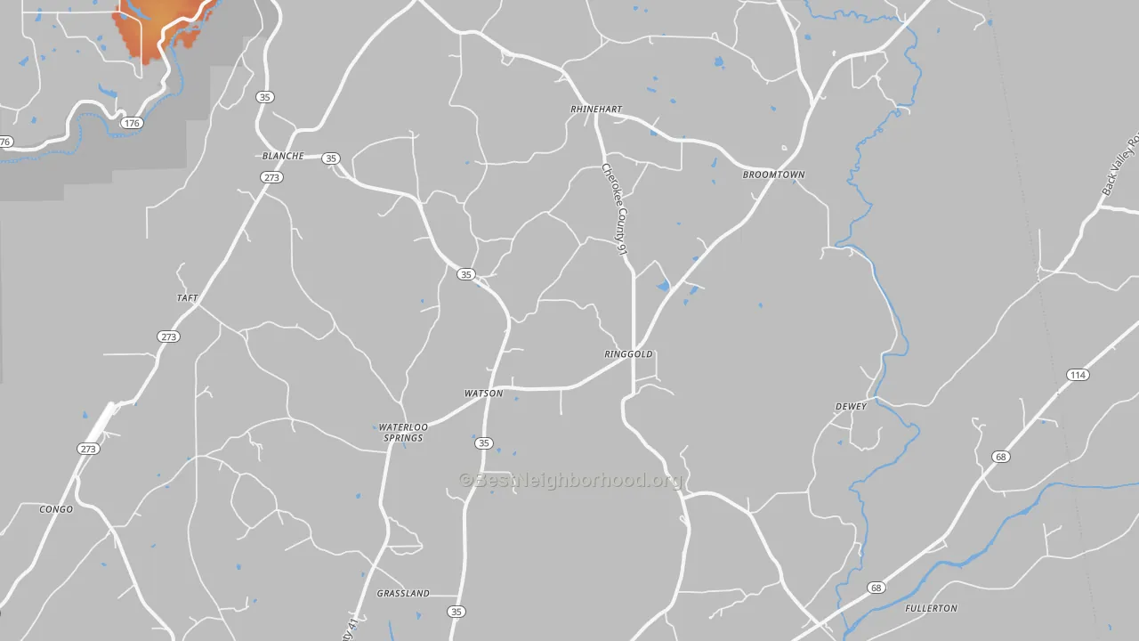 Bike Grade map of 35973, AL