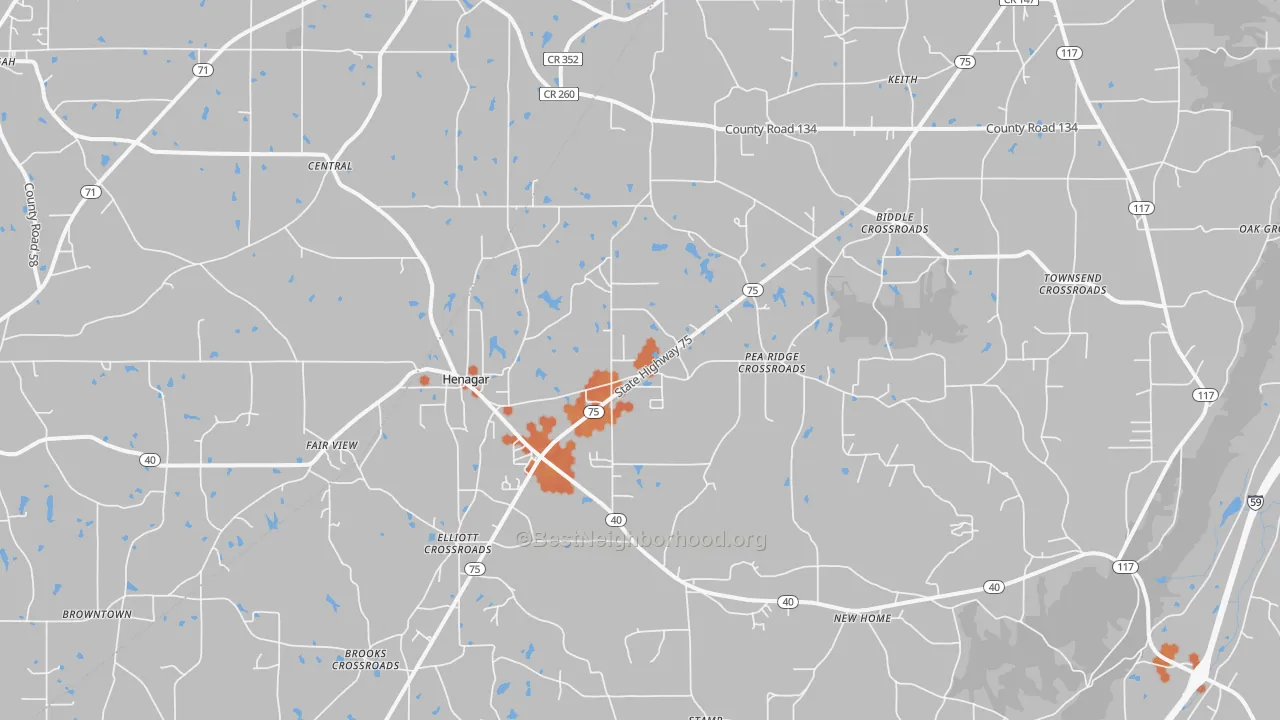 Bike Grade map of 35978, AL