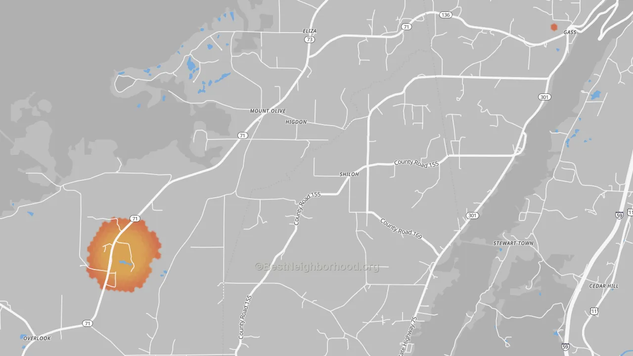 Bike Grade map of 35979, AL