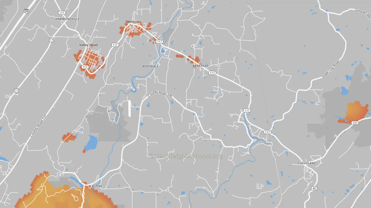 Bike Grade map of 35984, AL