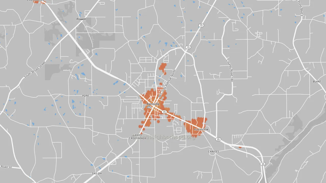 Bike Grade map of 35986, AL