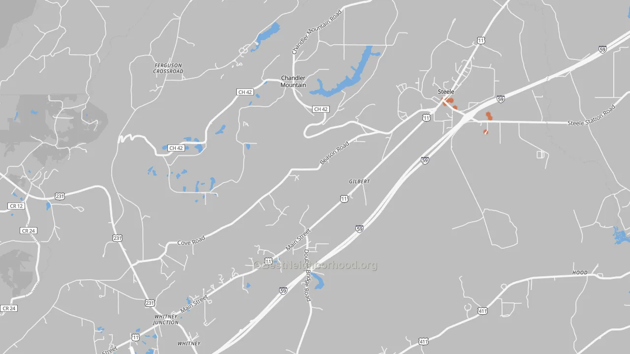 Bike Grade map of 35987, AL