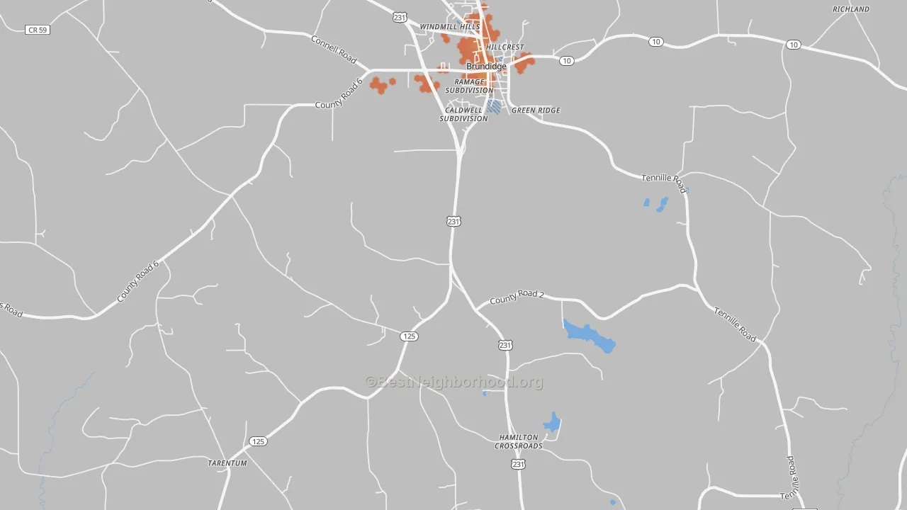 Bike Grade map of 36010, AL