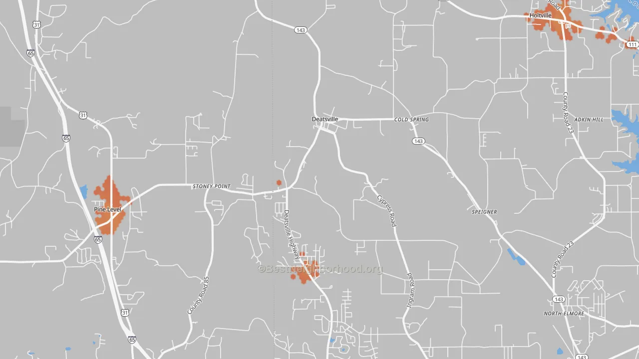 Bike Grade map of 36022, AL