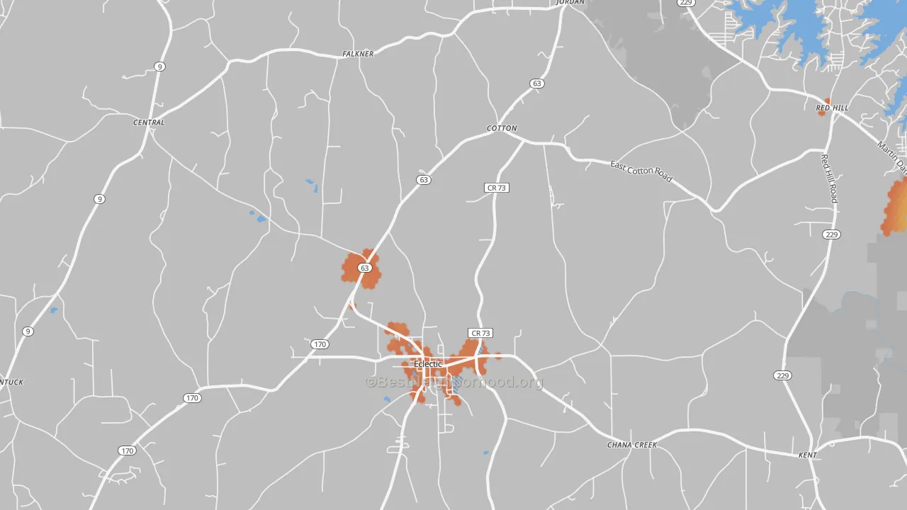 Bike Grade map of 36024, AL