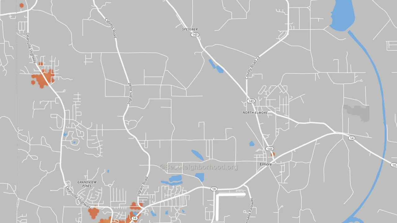 Bike Grade map of 36025, AL