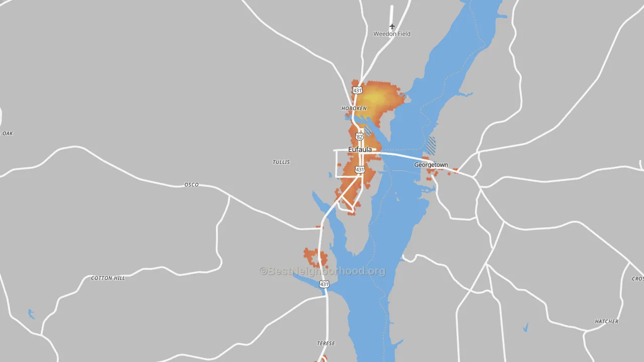 Bike Grade map of 36027, AL