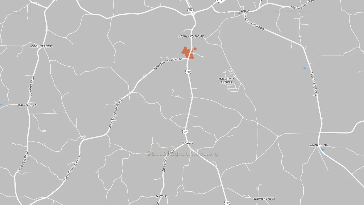 Bike Grade map of 36041, AL