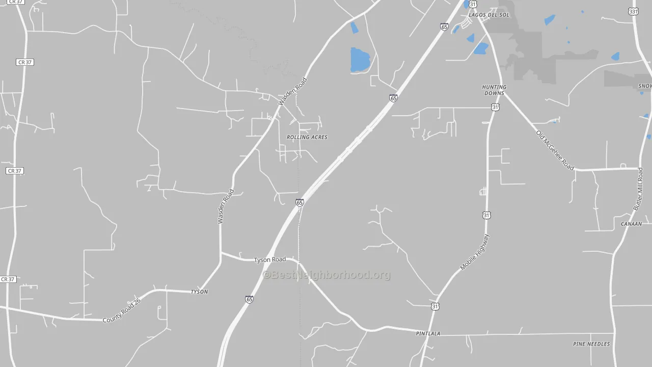 Bike Grade map of 36043, AL