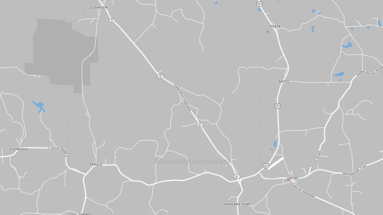 Bike Grade map of 36046, AL