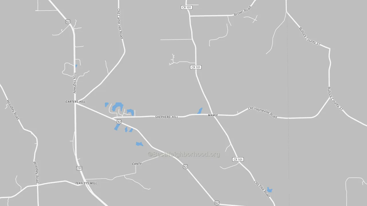 Bike Grade map of 36052, AL