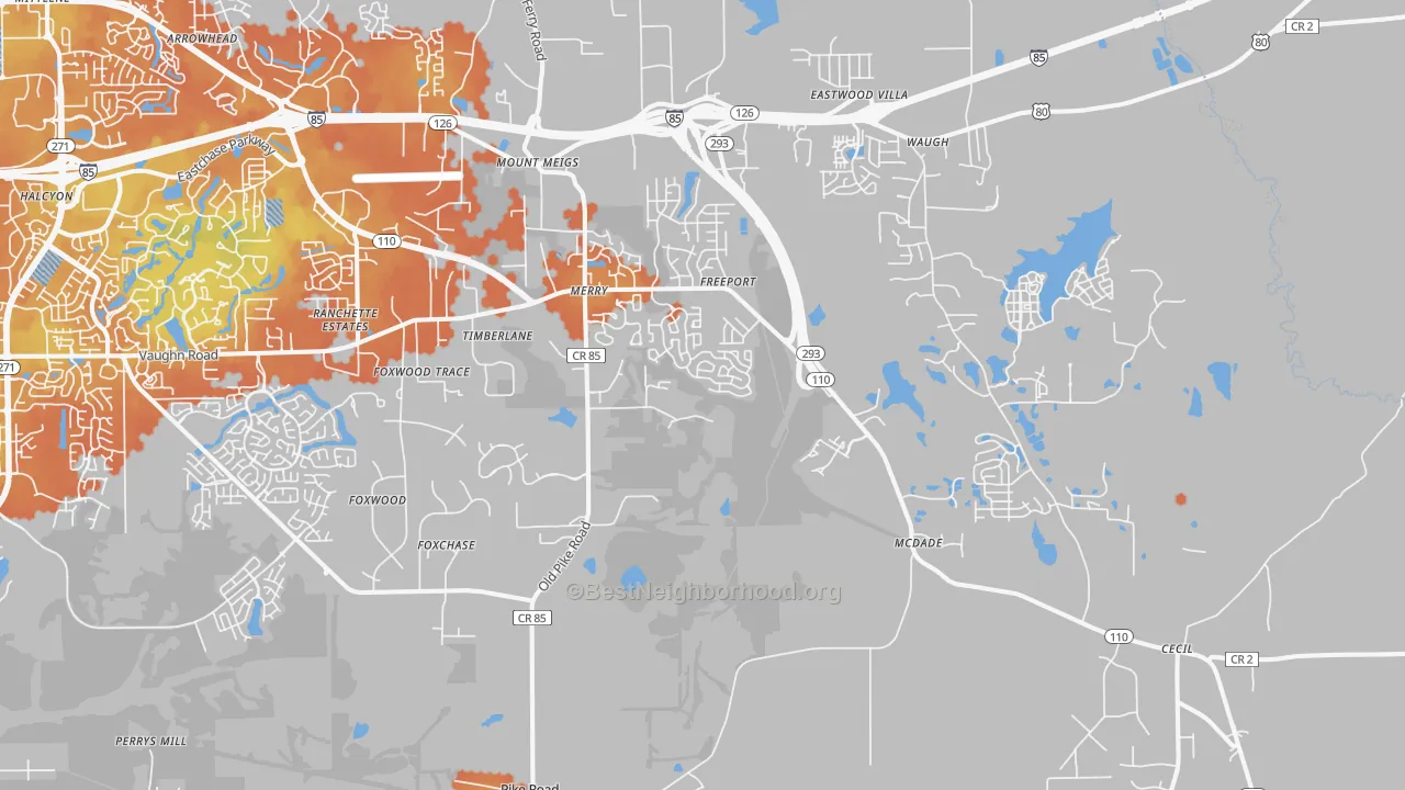 Bike Grade map of 36064, AL