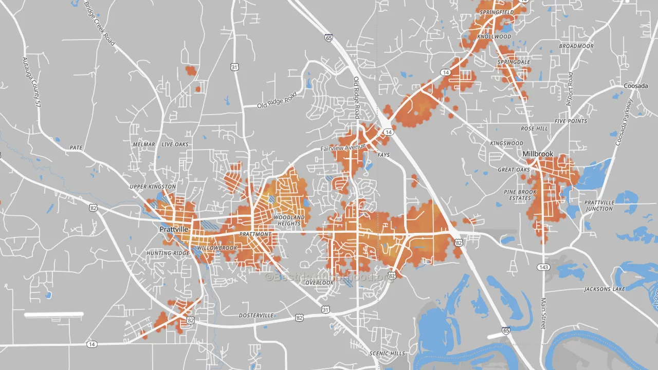 Bike Grade map of 36066, AL